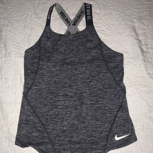 Girls Nike Strappy Tank Top Grey/Black Heather